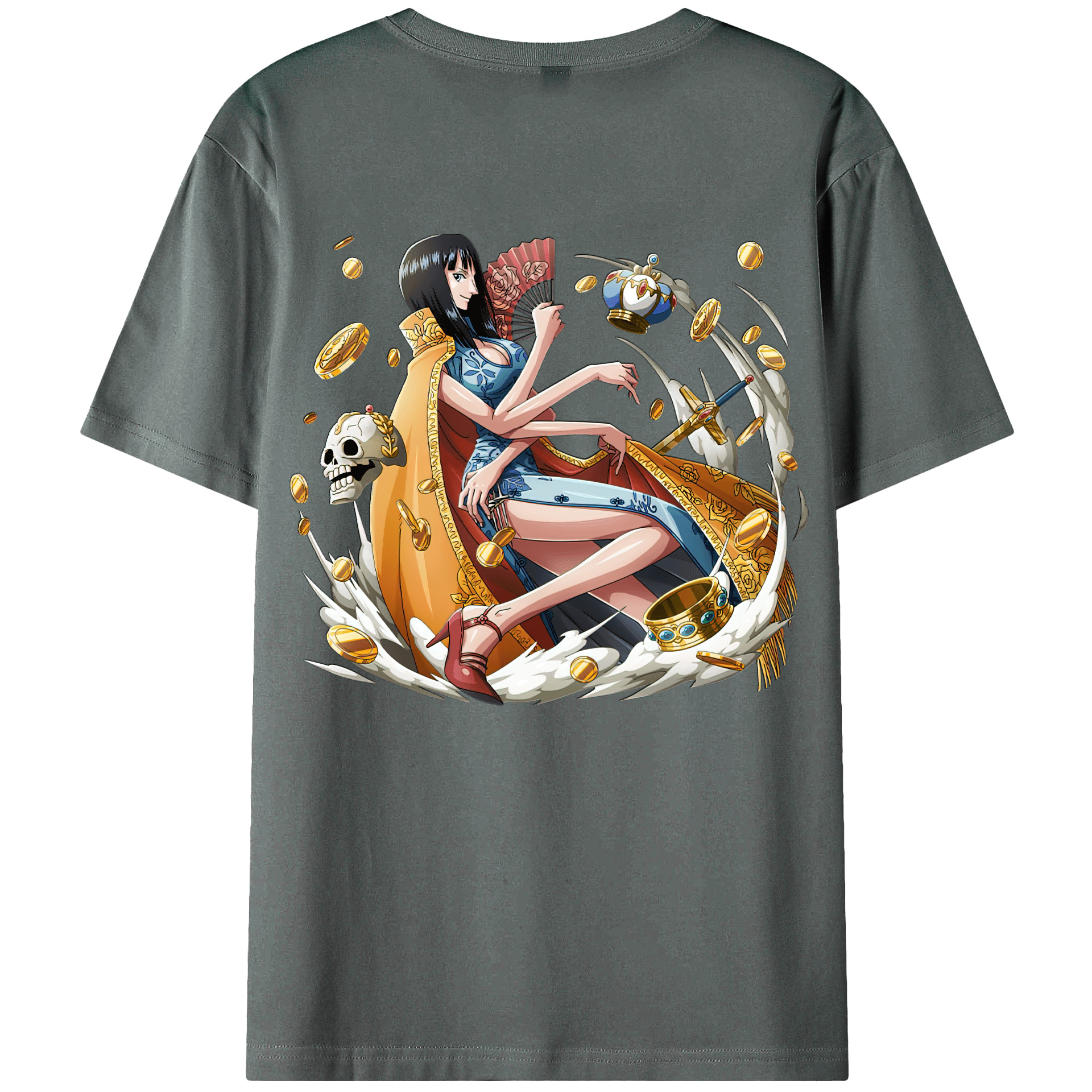 ワンピース ニコ・ロビン ONE PIECE Nico Robin 綿100％ メンズ半袖Tシャツ（バックプリント） 通気性